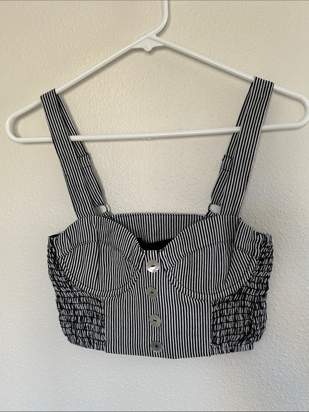 Black & White Striped Bustier Crop Top